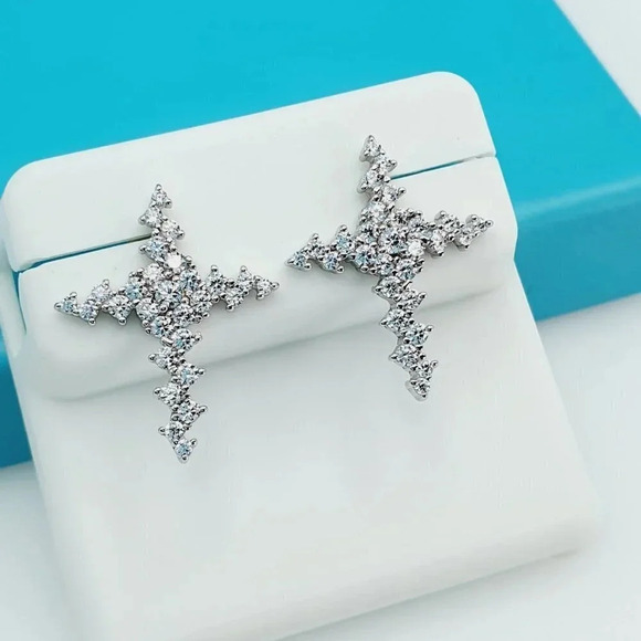 "925 Sterling Silver CZ Beautiful Earrings for Women, 1USPAR4117 - Picture 3 of 11